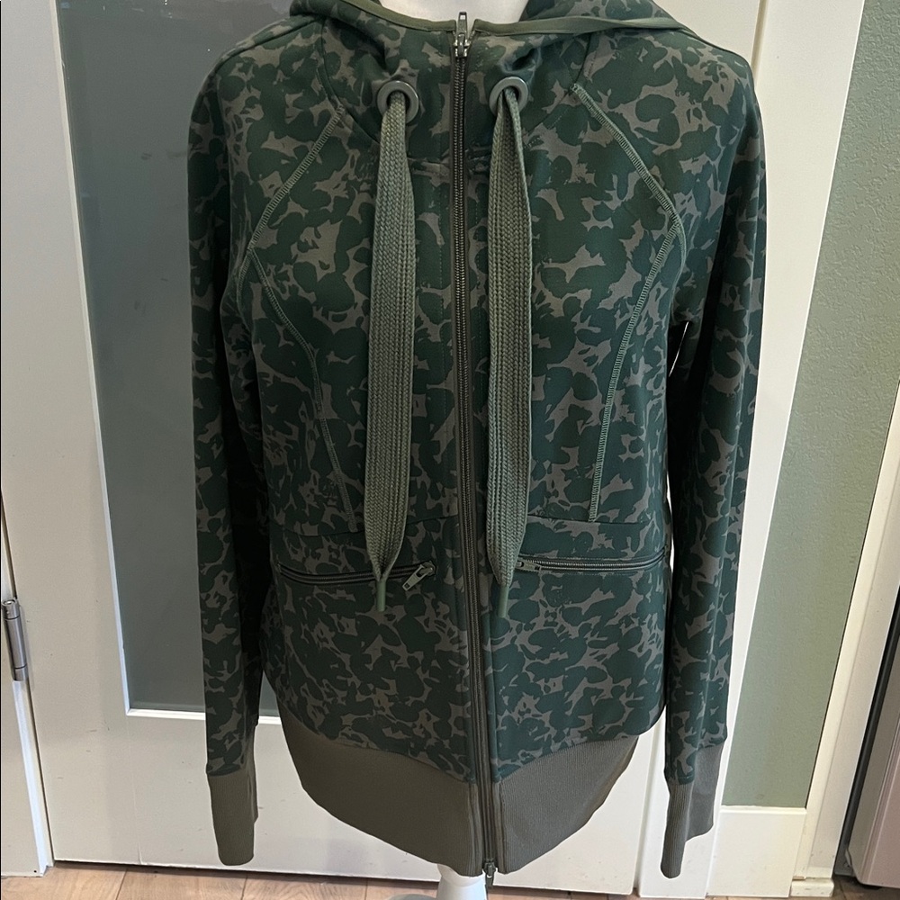 CAbi Olive Patterned Bomber Jacket, medium